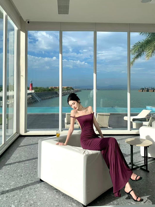 Byzantium Purple Backless Maxi Dress