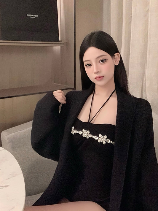 Francesca Diamanté Top - Black