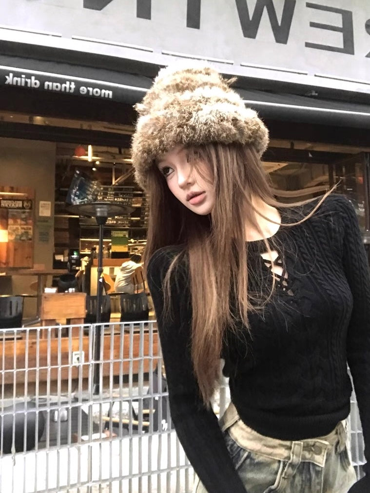 Black Cable Knit Sweater