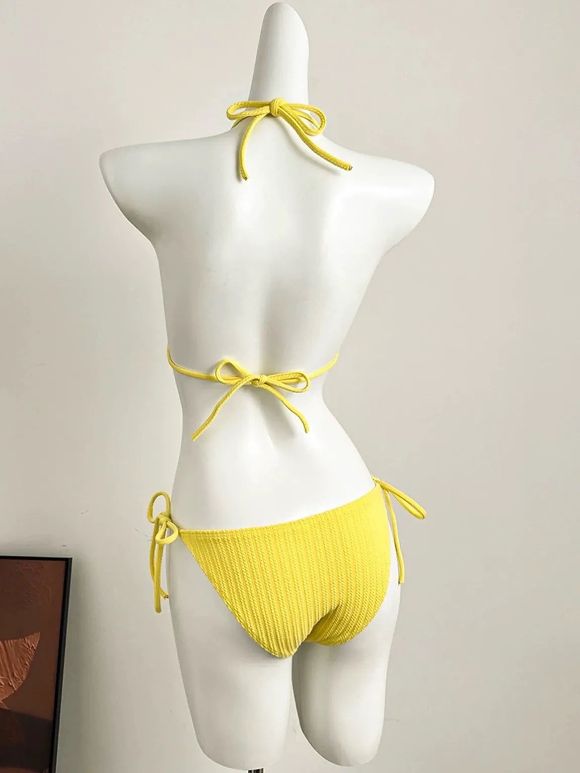 Starlight - Yellow 3 Piece Textured Bikini Set with Cover Up Top