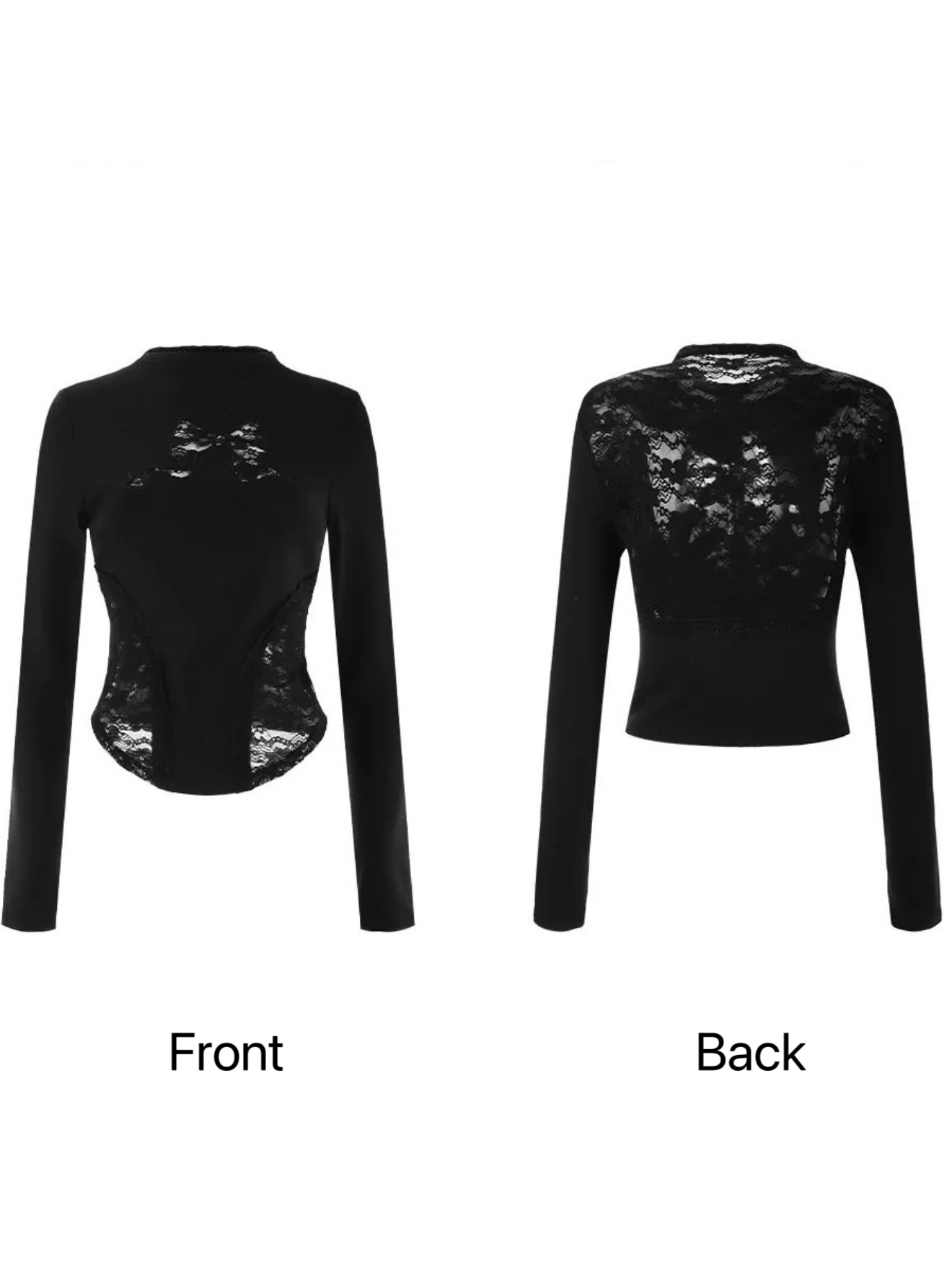 Lace Bow Symphony Long Sleeve Top - Black