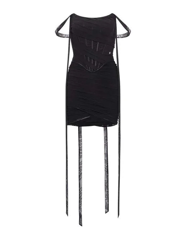 Nyree Mesh Ribbon Asymmetrical Dress
