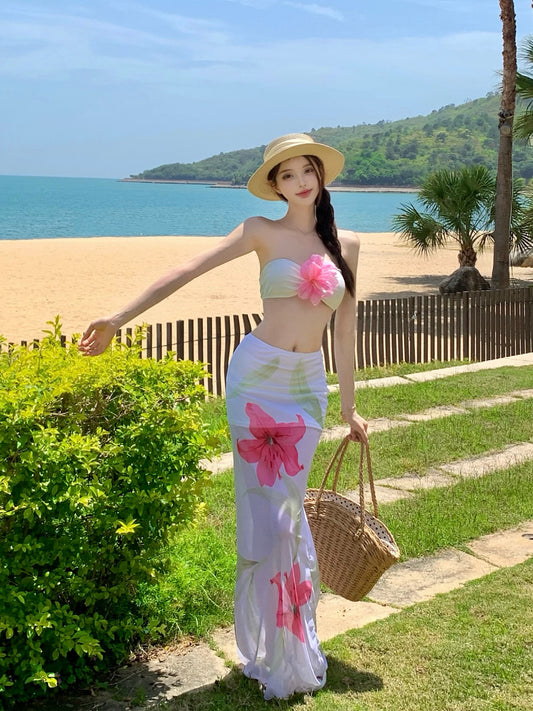 Floral Muse Three-Piece Bikini Set