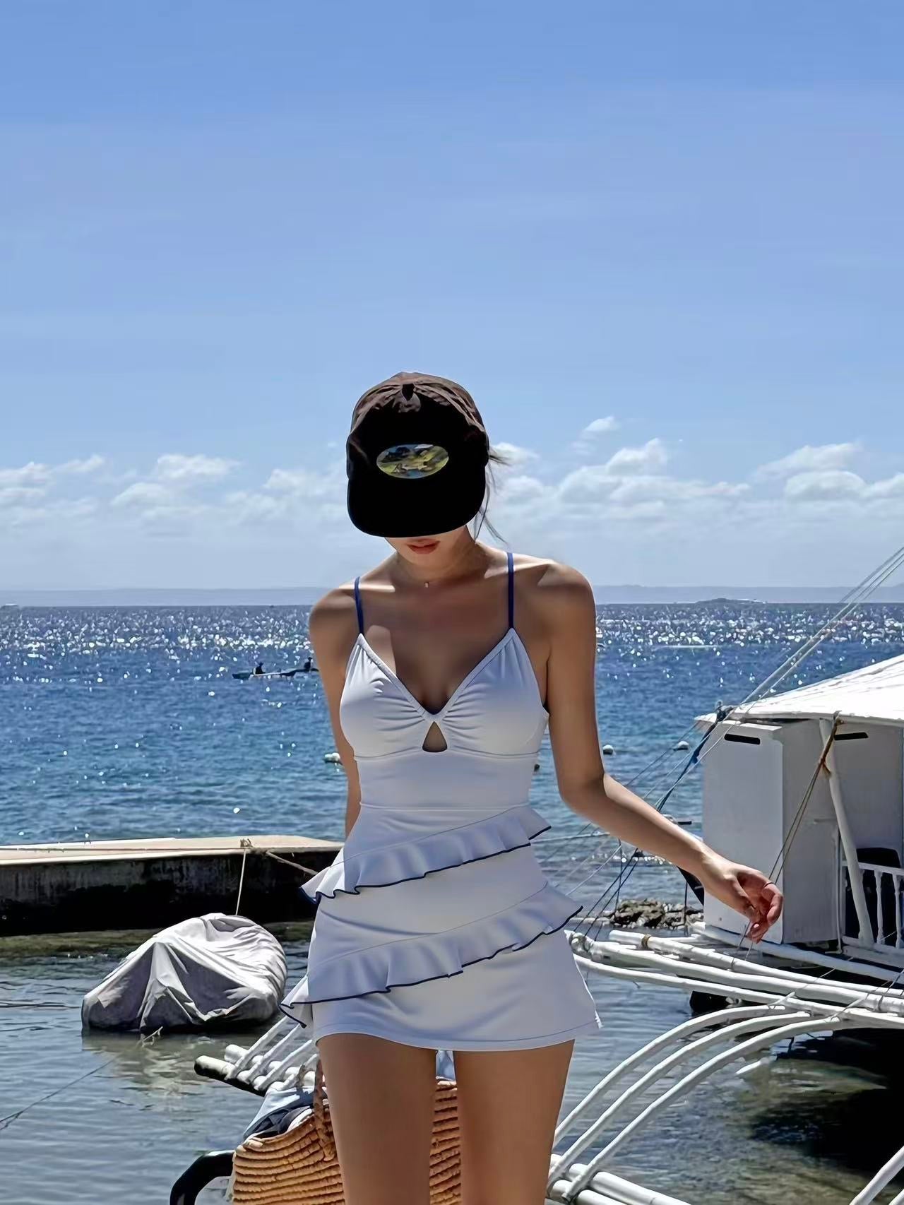 Azure Ruffle One-Piece Swimsuit