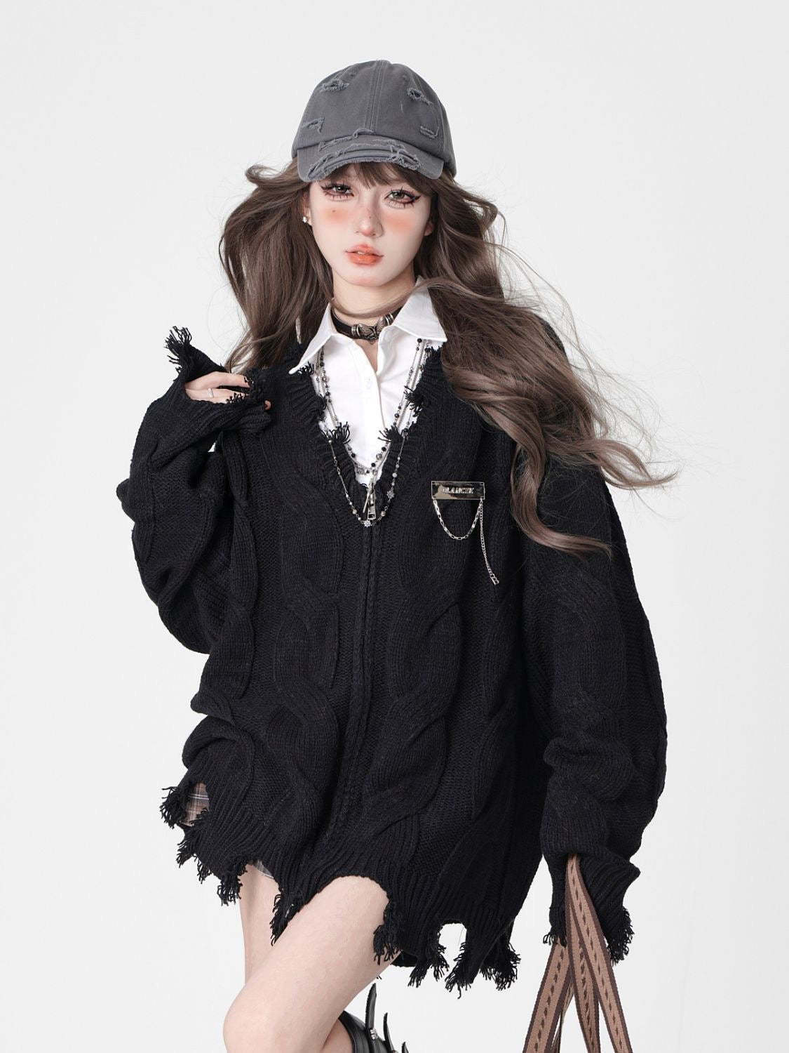 Black Zip Up Cardigan