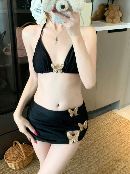 Midnight Papillon 3-Piece Bikini Set