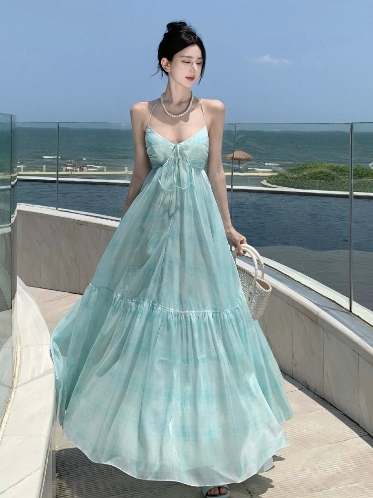 Mint Vibe Plaid Maxi Dress