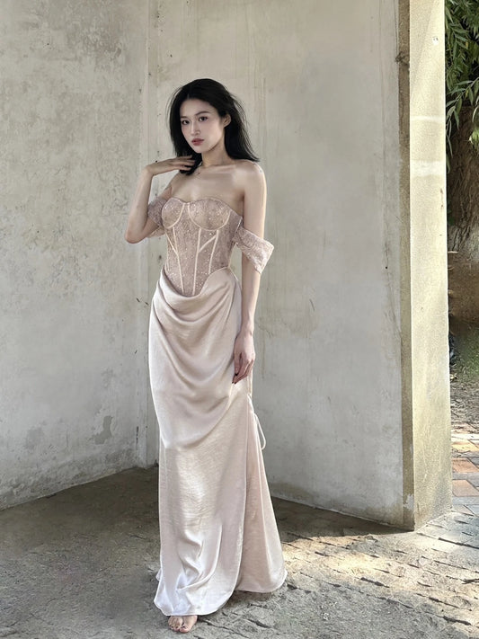 Crow Crew Satin Ruched Corset Maxi Dress - PREORDER