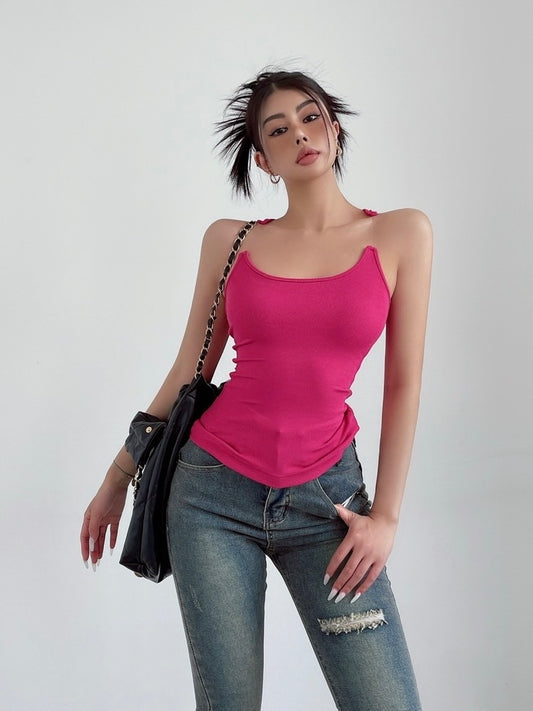 Invisible Strap Padded Tank Top - Hot Pink