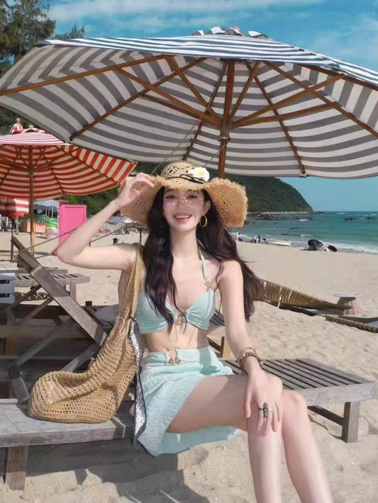 Mint Mambo 3-Piece Halter Bikini Set