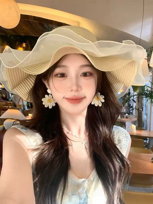 Lace Bow Straw Hat