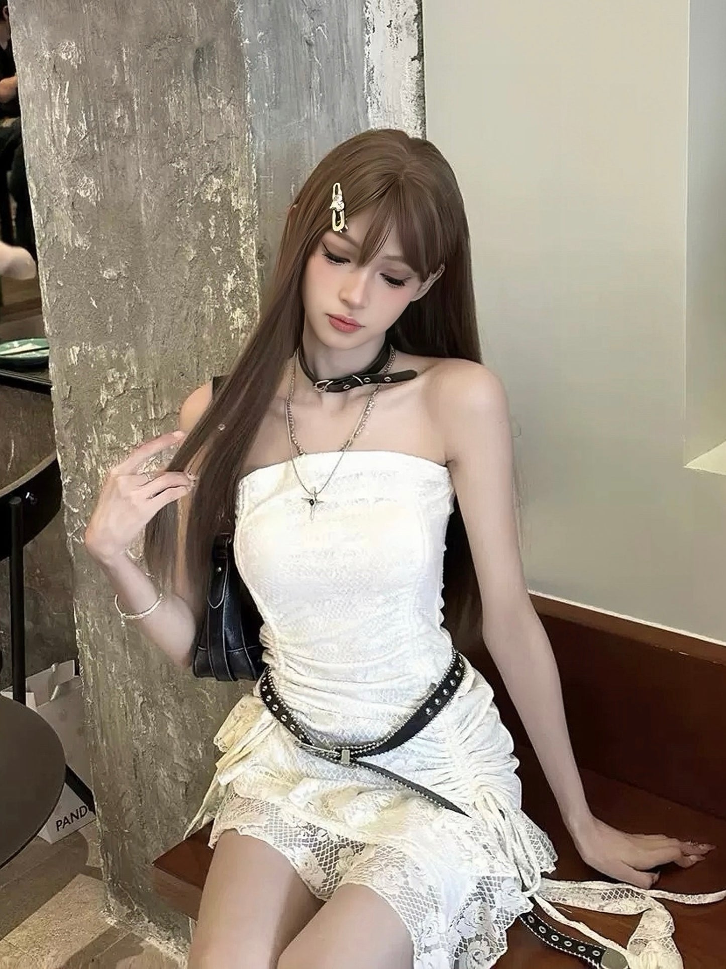 Cowboy Lace Top with Belt