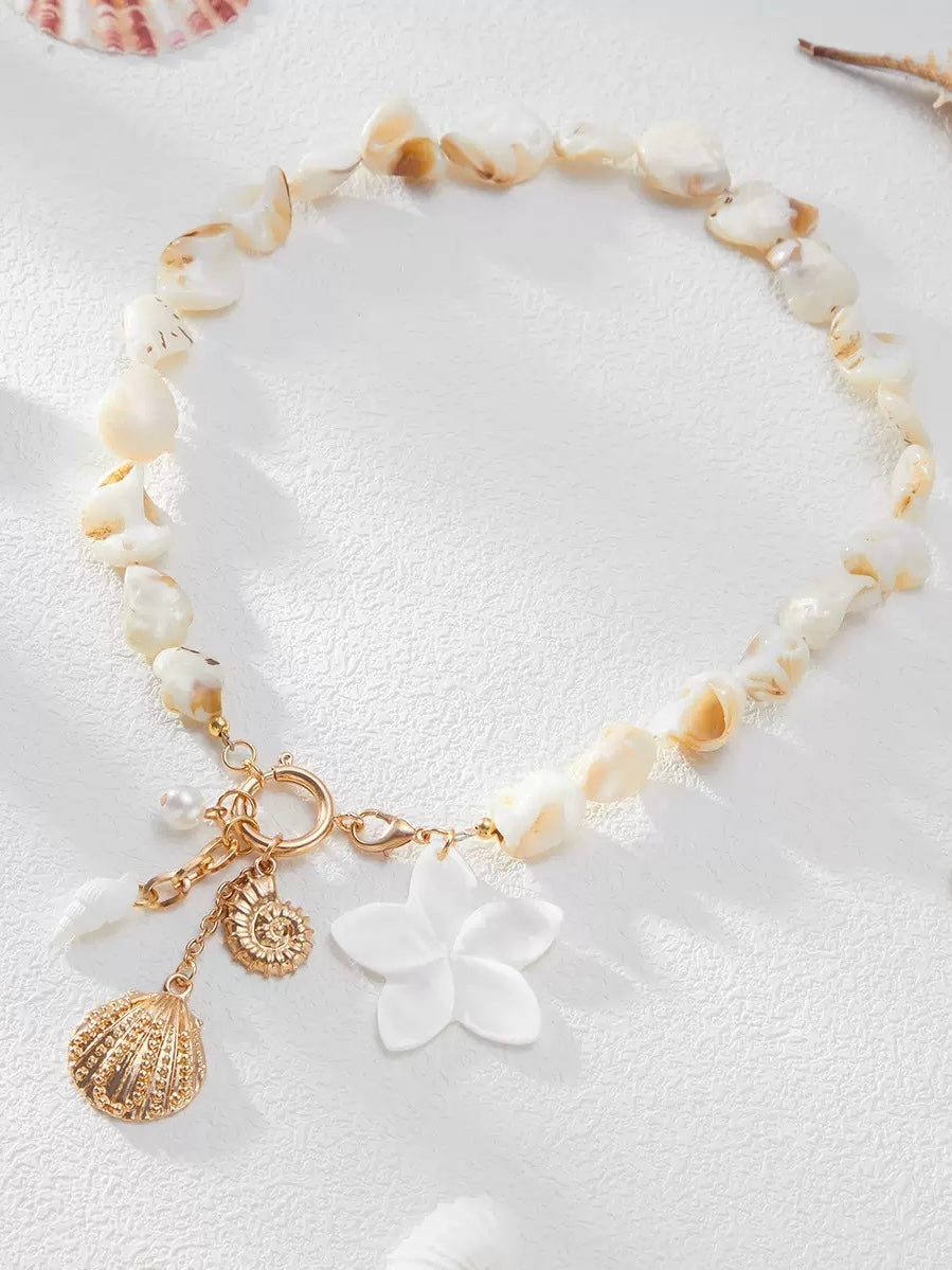 Coastal Shell Charm Necklace & Bracelet