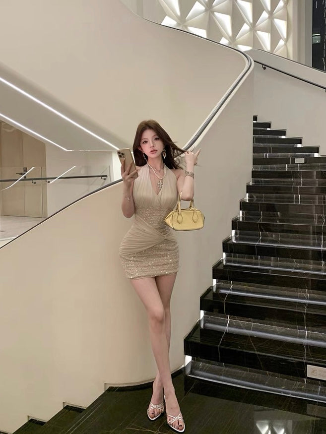 Glittering Champagne Mini Dress