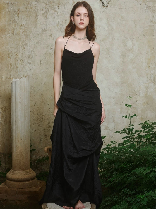 Crow Crew Ruched Wool-Blend Spaghetti Strap Maxi Dress - PREORDER