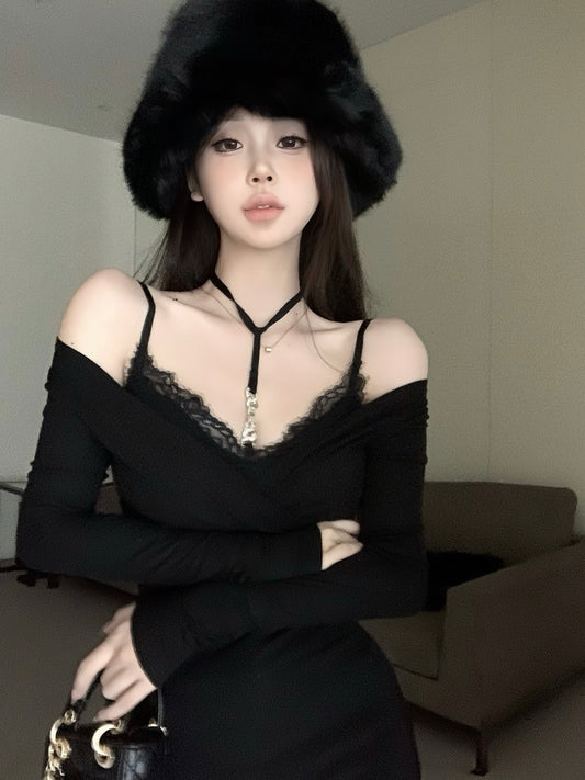 Cruella Diamanté 2-Piece Set - Cami and Long Sleeve Top