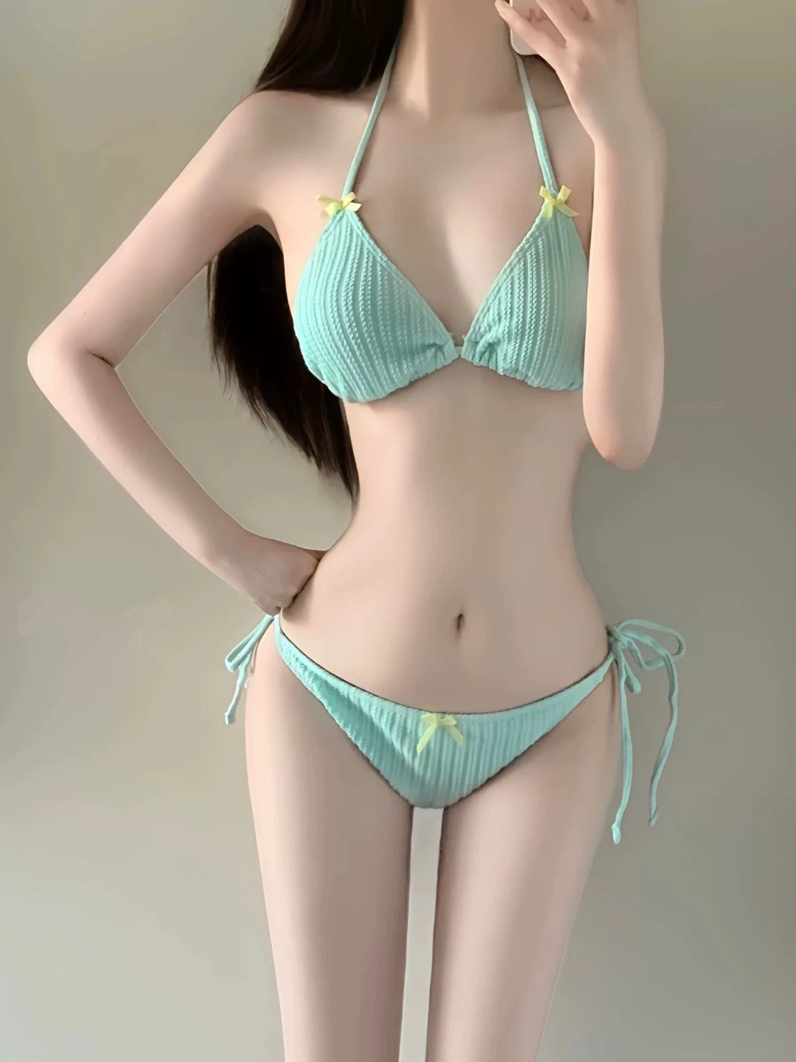 Padded Mint Tideside Bikini Set With Skirt & Coverup