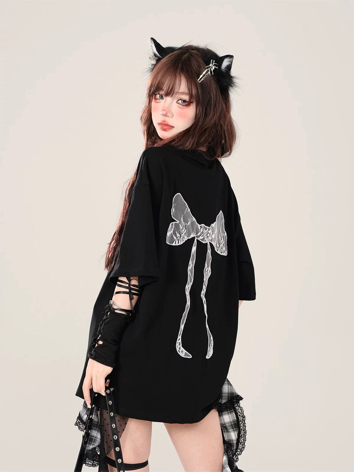 Bow Printed Oversized T-Shirt