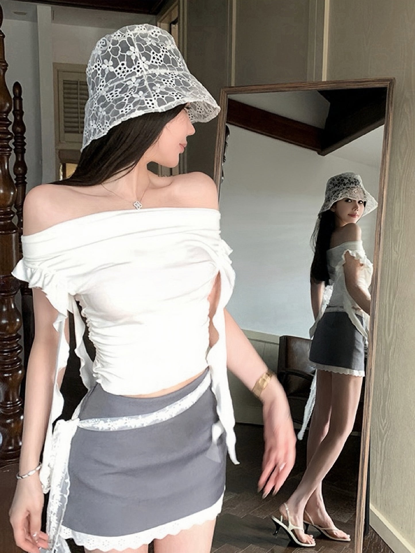 Melody Lace - Off Shoulder Top and Skirt