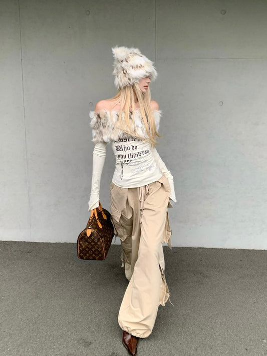 Aesira Off-Shoulder Top with Detachable Faux Fur