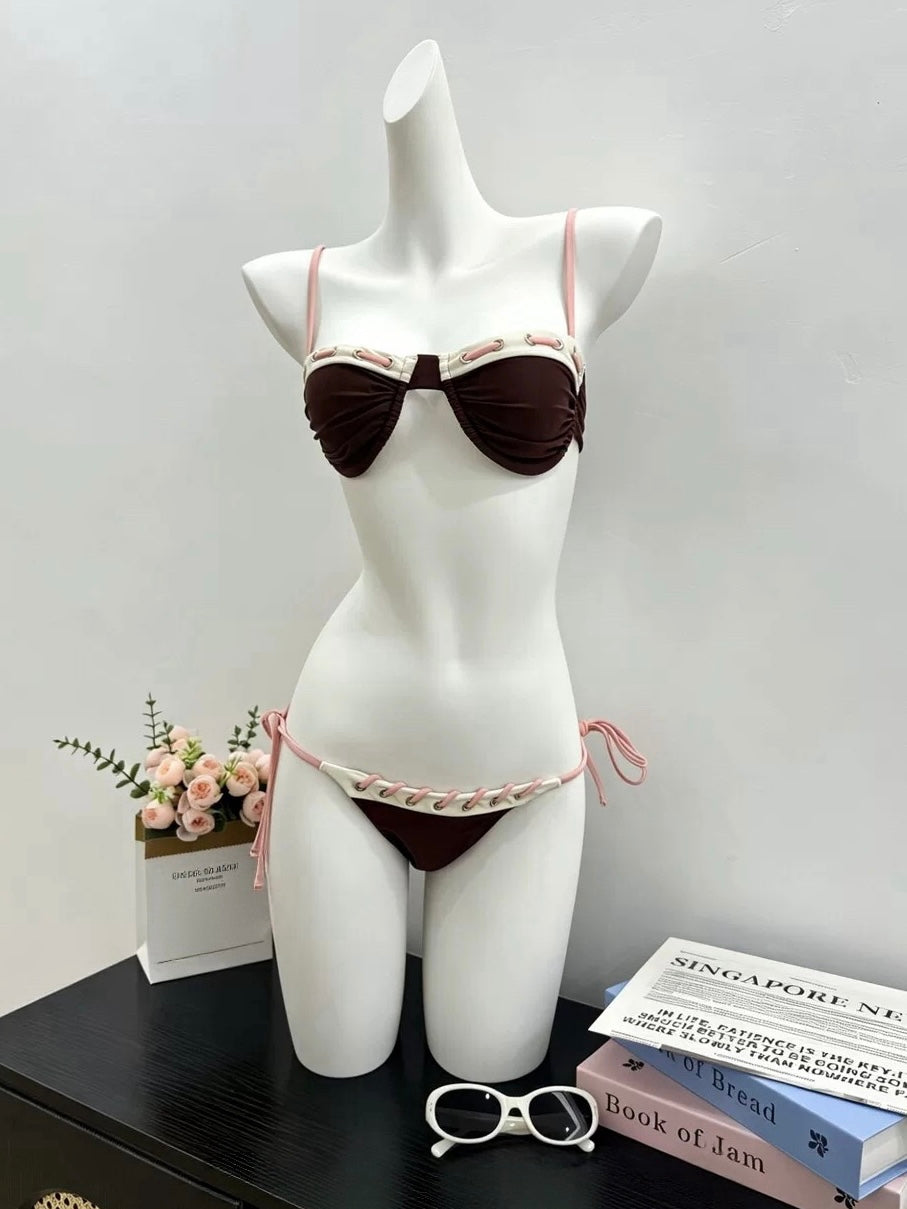 Cocoa Blush Bikini Set with Cover-Up