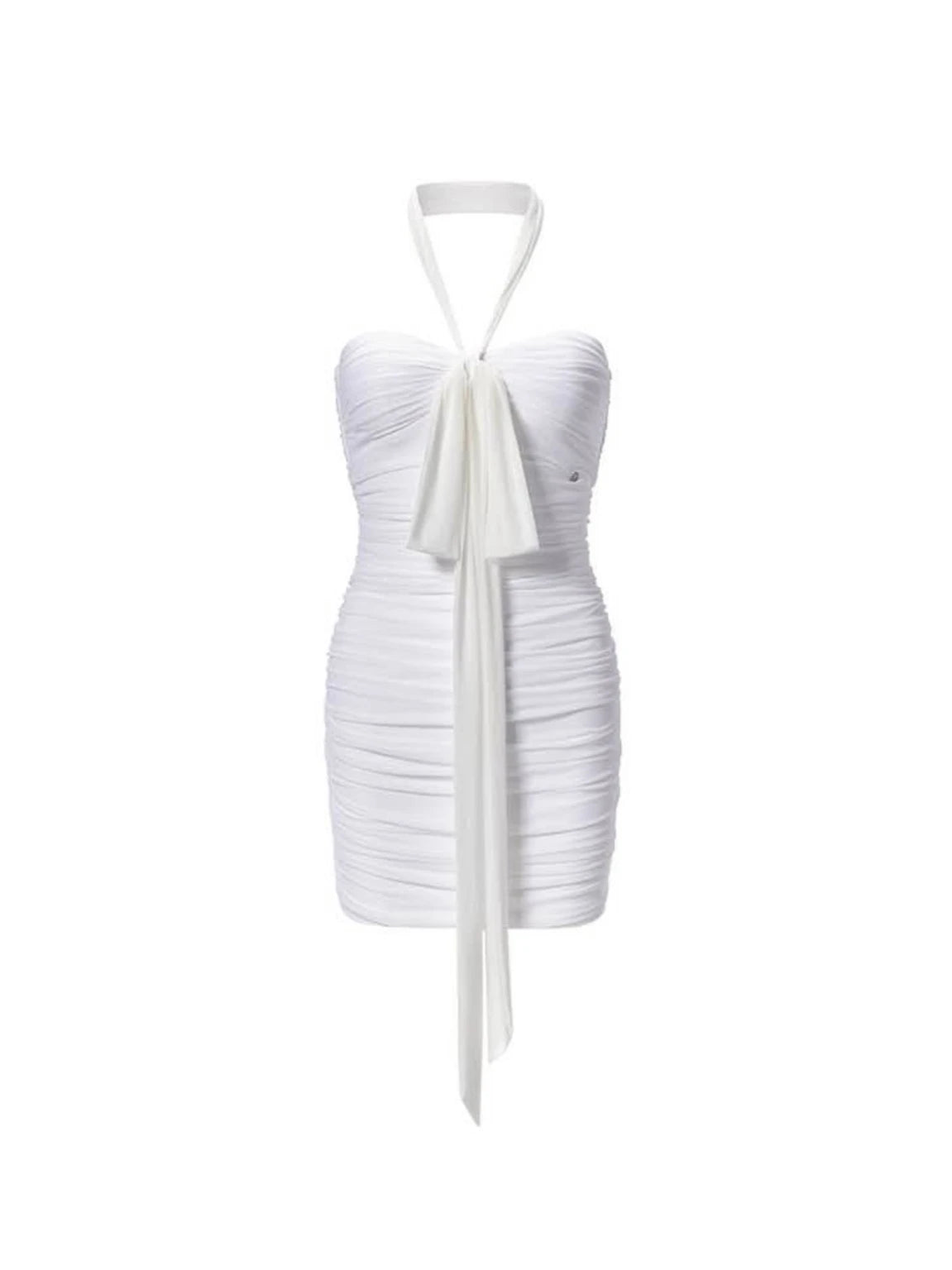 Venice Halter Bow Ruched Bodycon Mini Dress