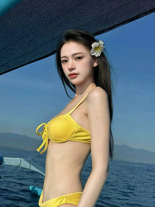 Flavia Lemon Yellow 3-Piece Bikini Set