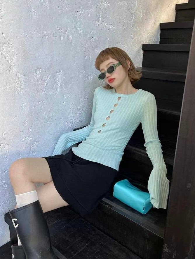 Mint Cut-Out Knit Top