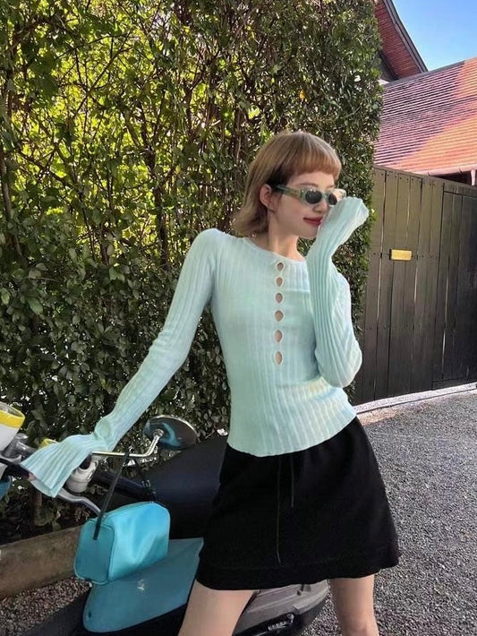 Mint Cut-Out Knit Top