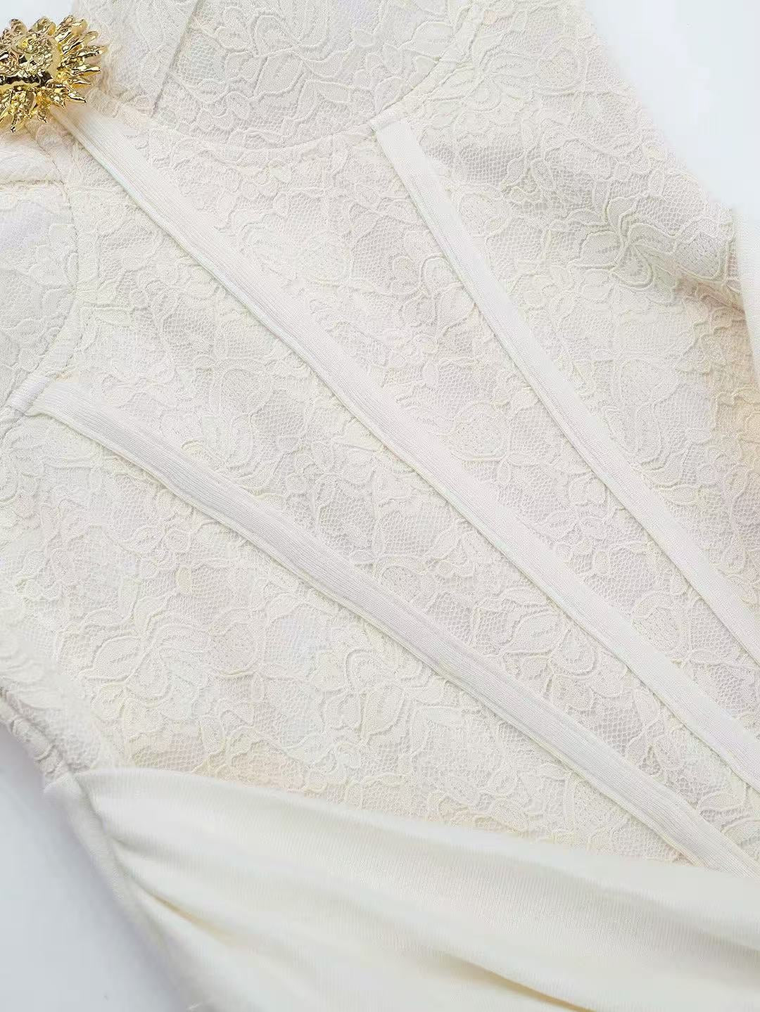 Ivory Rosette Corset Maxi Dress