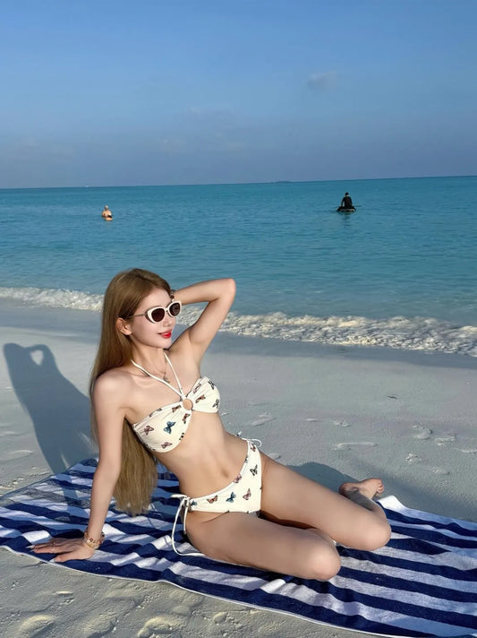Butterfly Print 3-Piece Bikini Set