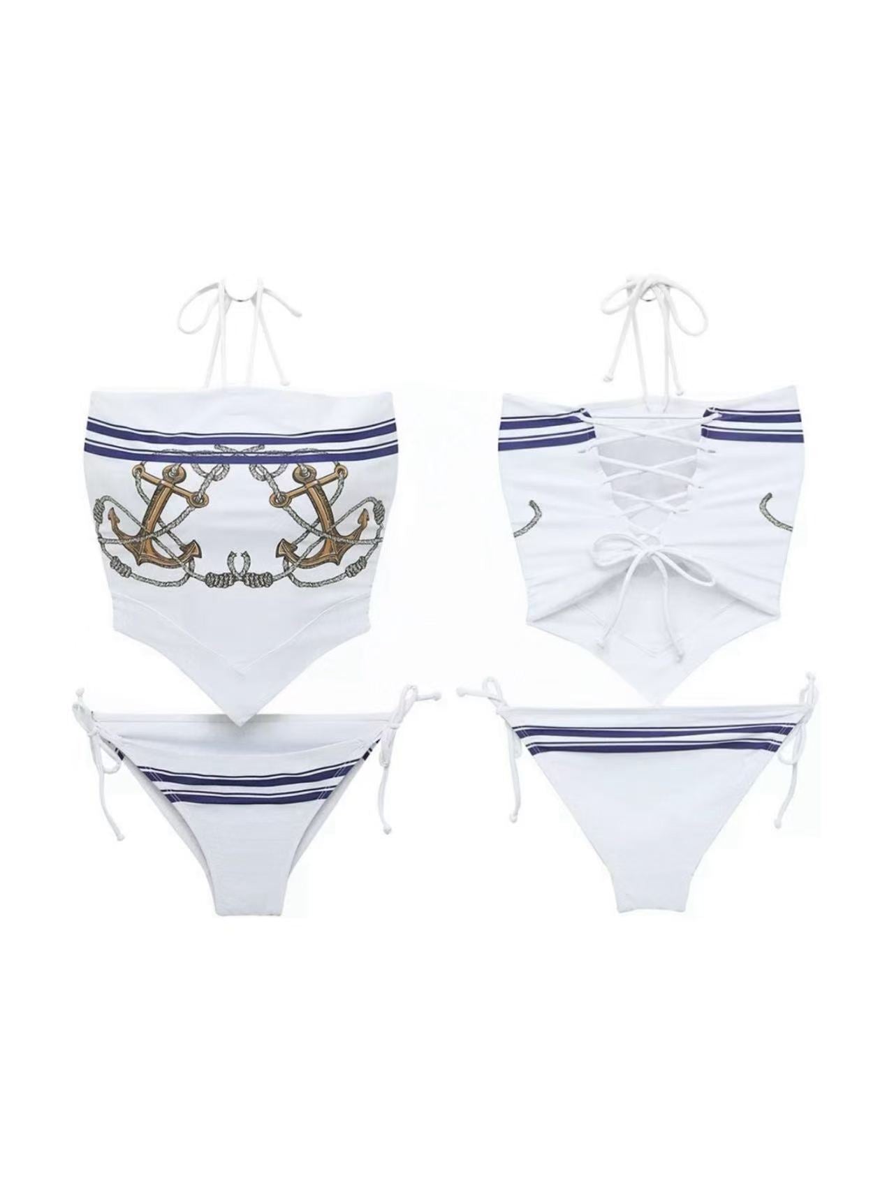 Sailor Bandeau Bikini Set & Hat
