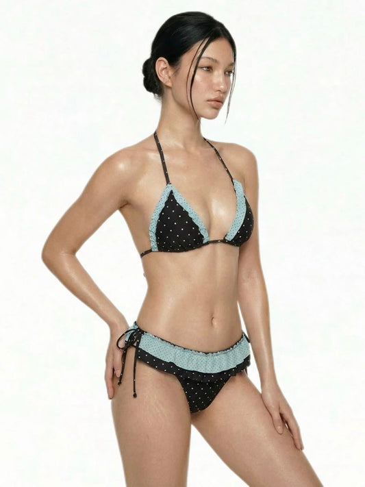 Black Polka Dot Bikini Set
