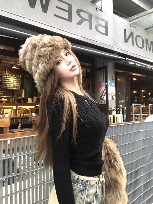 Black Cable Knit Sweater