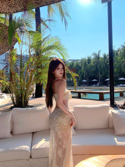 Mermaid Lace Crop Top & Maxi Skirt Set