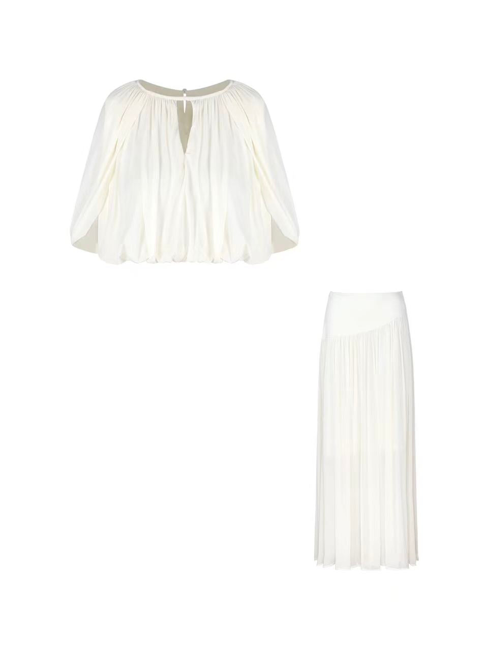 Santorini Muse Two-Piece Chiffon Maxi Skirt Set