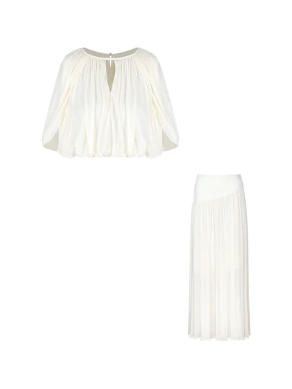 Santorini Muse Two-Piece Chiffon Maxi Skirt Set