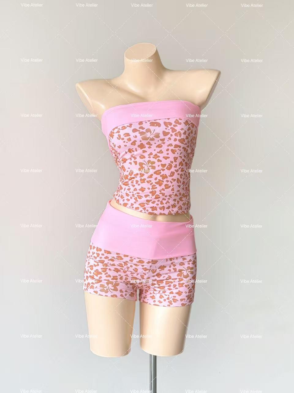 Pinky Leopard Boyshorts Tankini Set