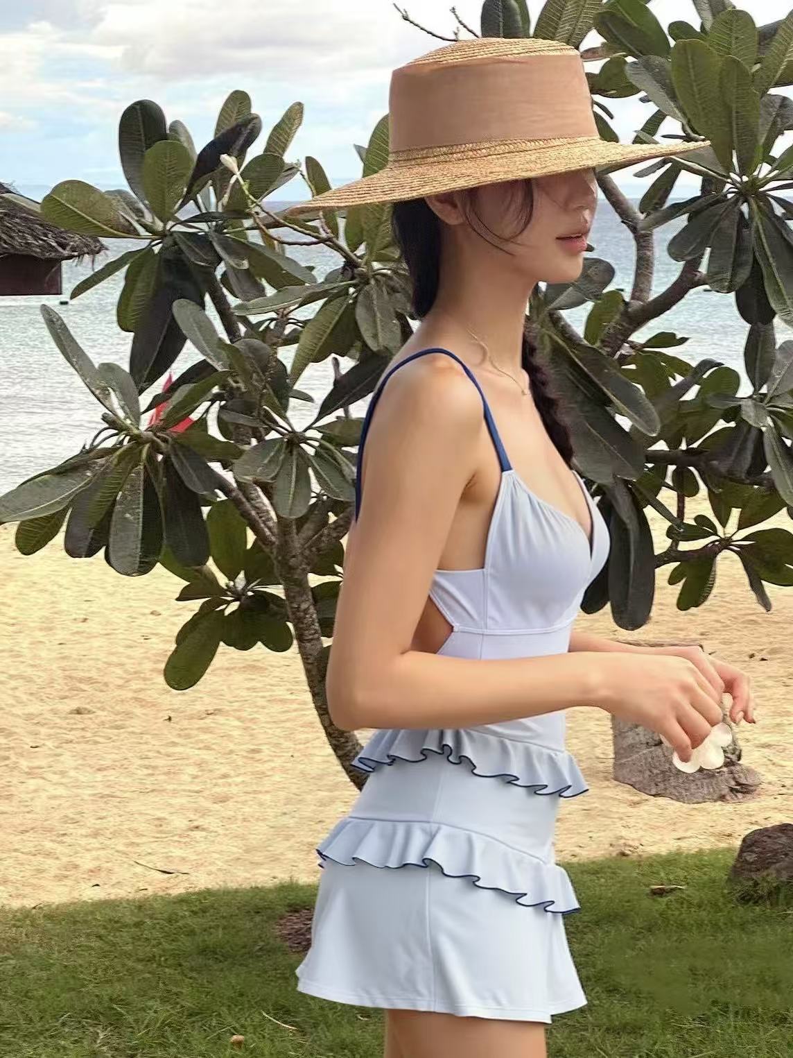 Azure Ruffle One-Piece Swimsuit