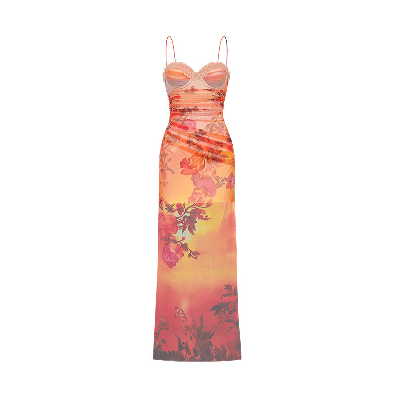 SHEERLUCK SLLYQ26511 Mesh sunset slim fit suspender maxi dress