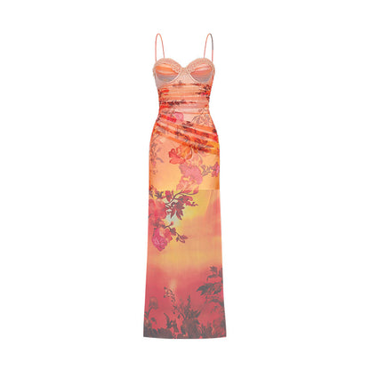 SHEERLUCK SLLYQ26511 Mesh sunset slim fit suspender maxi dress