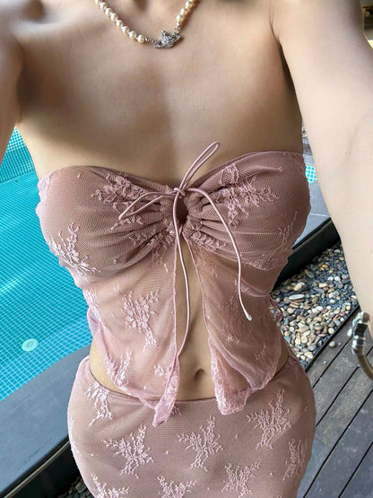 Rosewater Lace 3 Piece Bikini Set