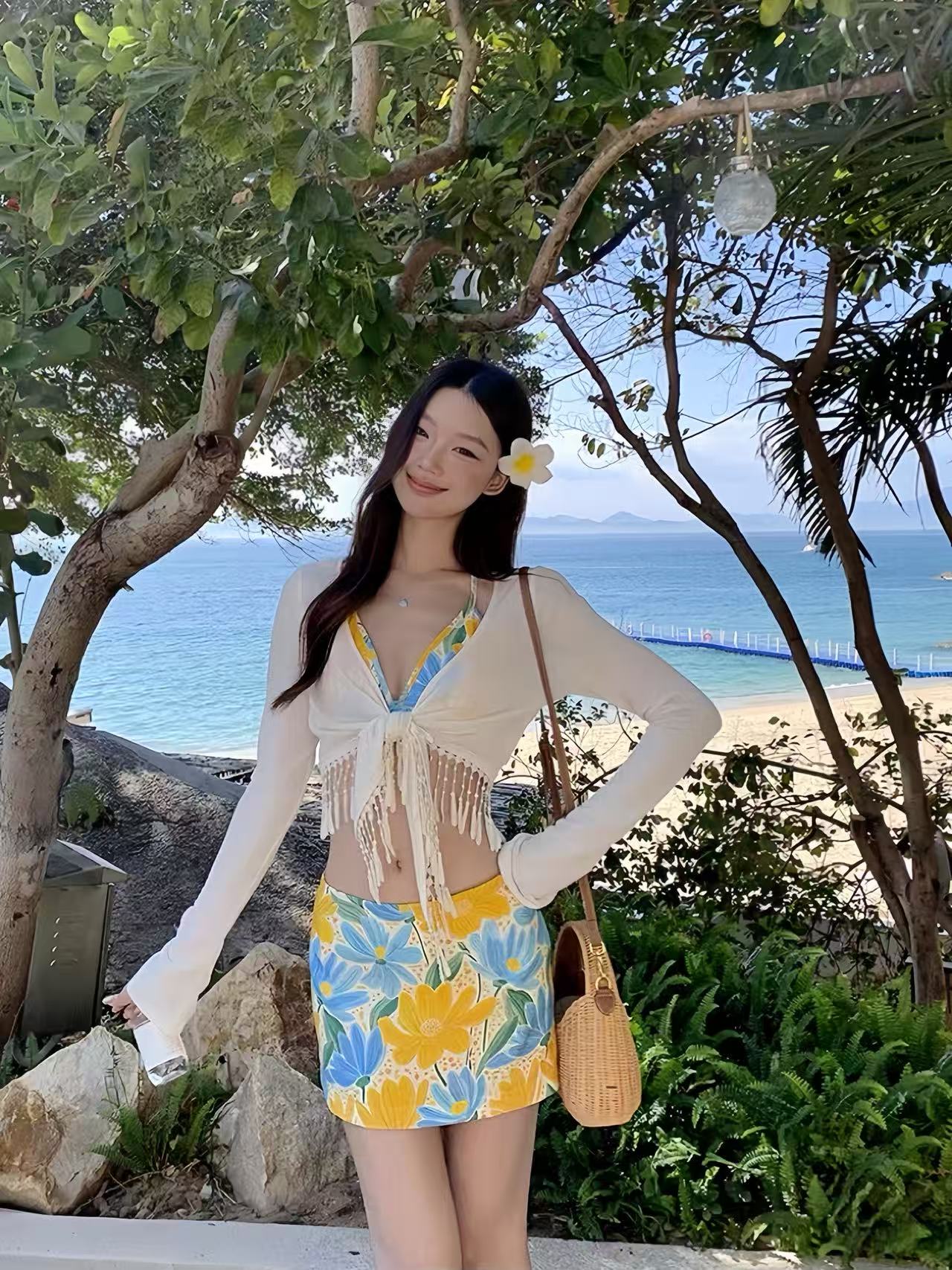 Carpi Bloom Four-Piece Bikini Resort Set