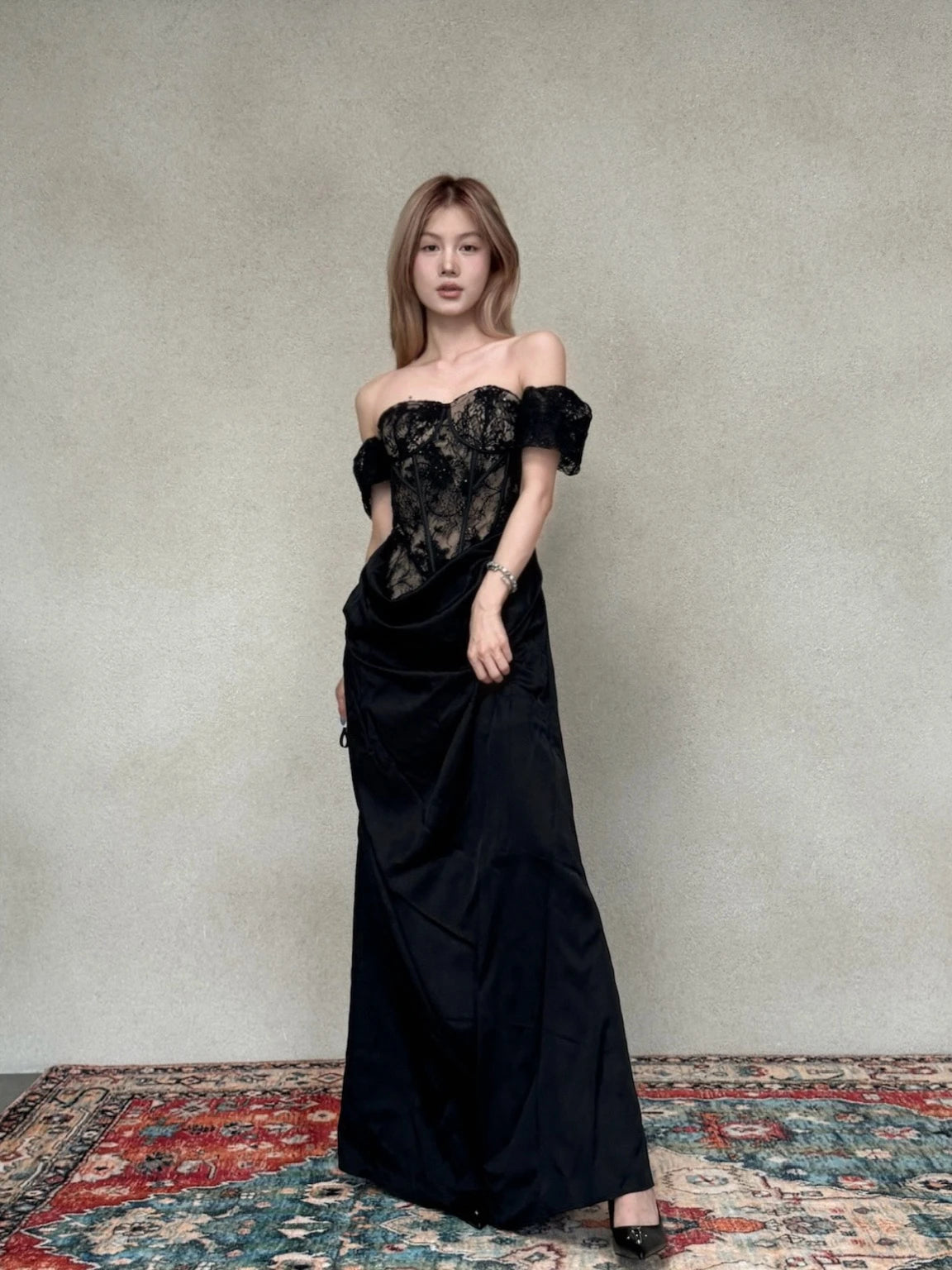 Crow Crew Satin Ruched Corset Maxi Dress - PREORDER