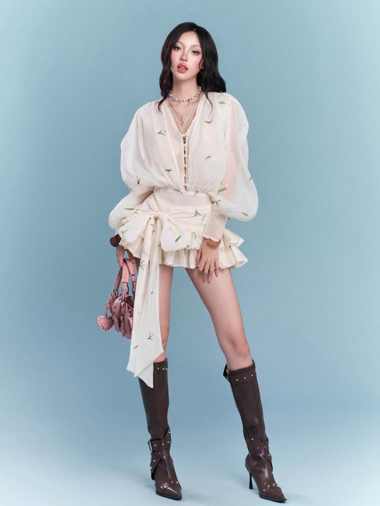 CHAN CLUB Mary Tulip Mini Dress