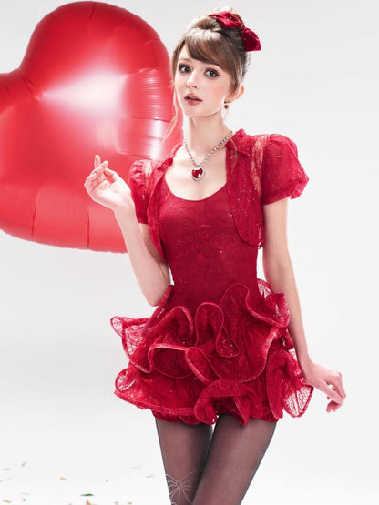 CHAN CLUB Love Red Mini Dress & Coats