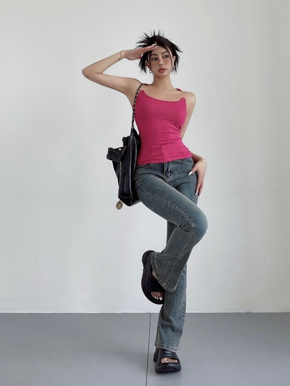 Invisible Strap Padded Tank Top - Hot Pink