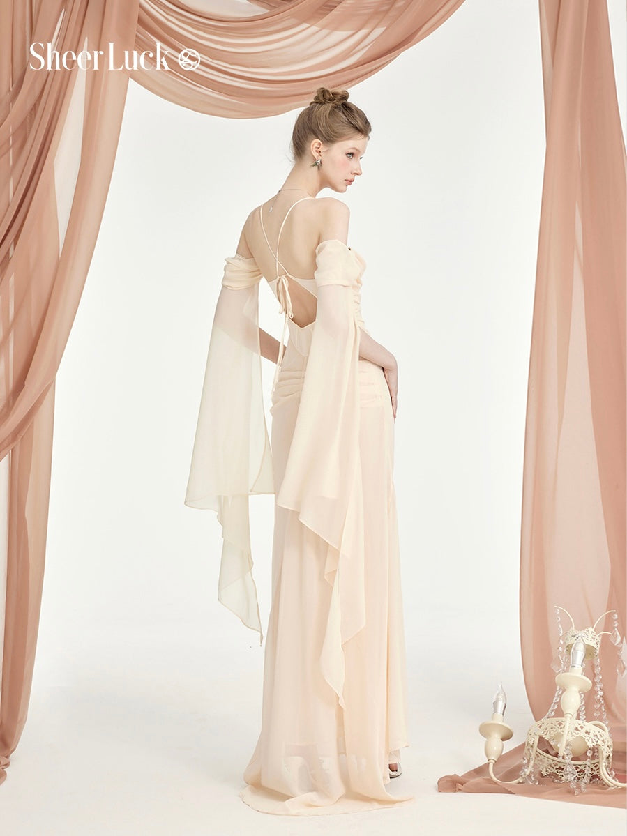Jasmine Chiffon Backless Corset Spaghetti Strap Maxi Dress