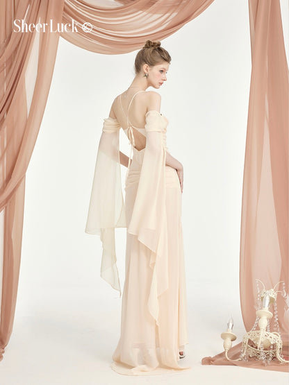 Jasmine Chiffon Backless Corset Spaghetti Strap Maxi Dress