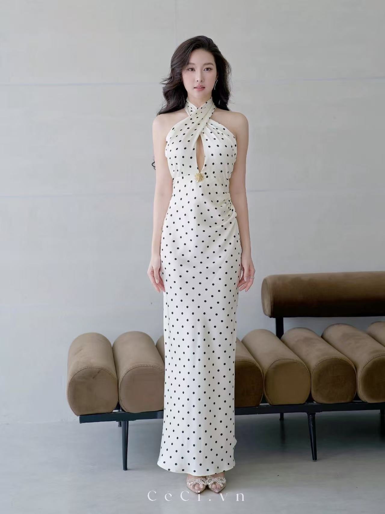Céci Embre Polka Dot Maxi Dress